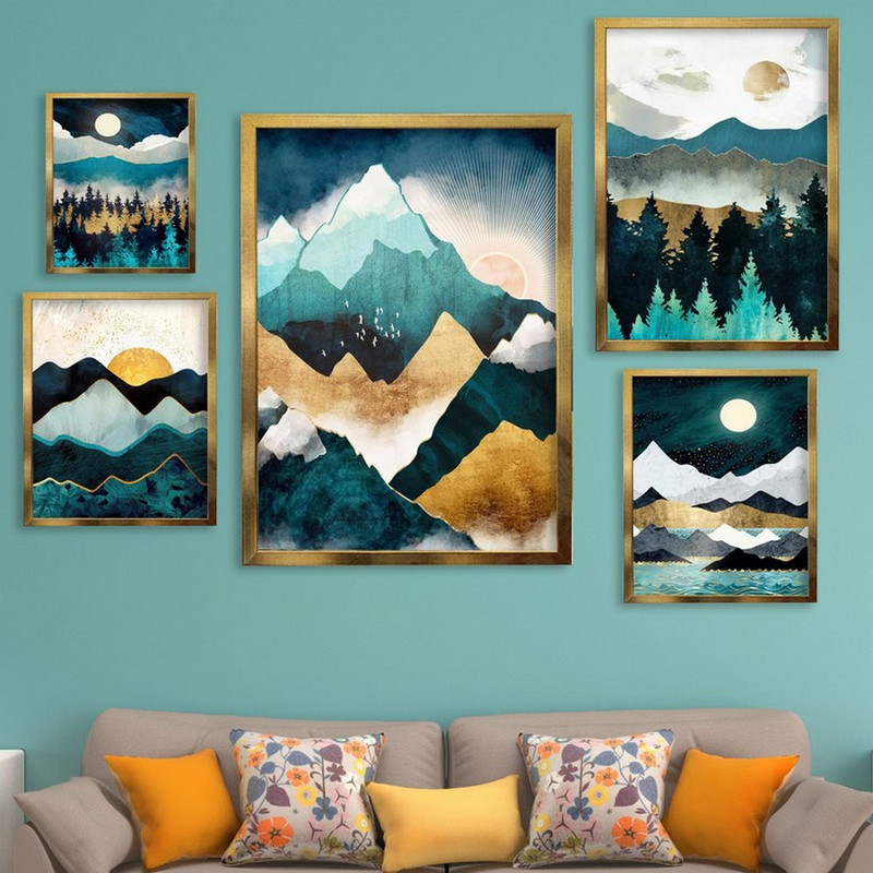 تابلو بکلیت طرح نقاشی کوهستان مدل 375 مجموعه 5 عددی