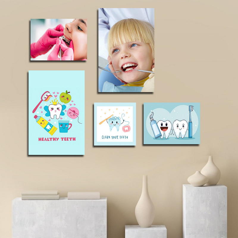 تابلو شاسی بکلیت طرح بهداشت دندان و دندانپزشکی مدل SH-1808 مجموعه 5 عددی