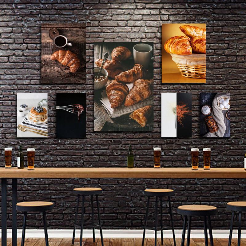 تابلو شاسی بکلیت طرح شیرینی و کروسان و پنکیک مدل SH-1804 مجموعه 7 عددی