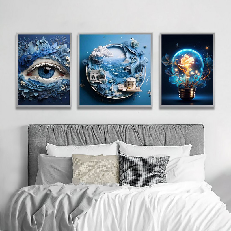 تابلو بکلیت طرح گرافیکی چشم و جهان مدل SI-1279 مجموعه 3 عددی