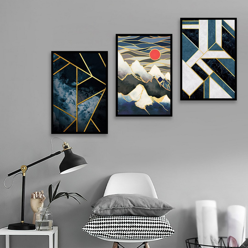 تابلو بکلیت مدل طرح نقاشی انتزاعی و کوه B-1003  مجموعه 3 عددی