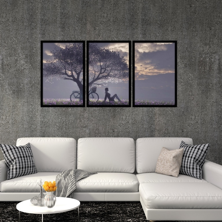 تابلو بکلیت طرح شکوفه های بهاری مدل B-S4884 مجموعه سه عددی