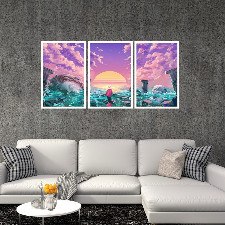تابلو بکلیت طرح نقاشی سورئال مدل W-S4881 مجموعه سه عددی