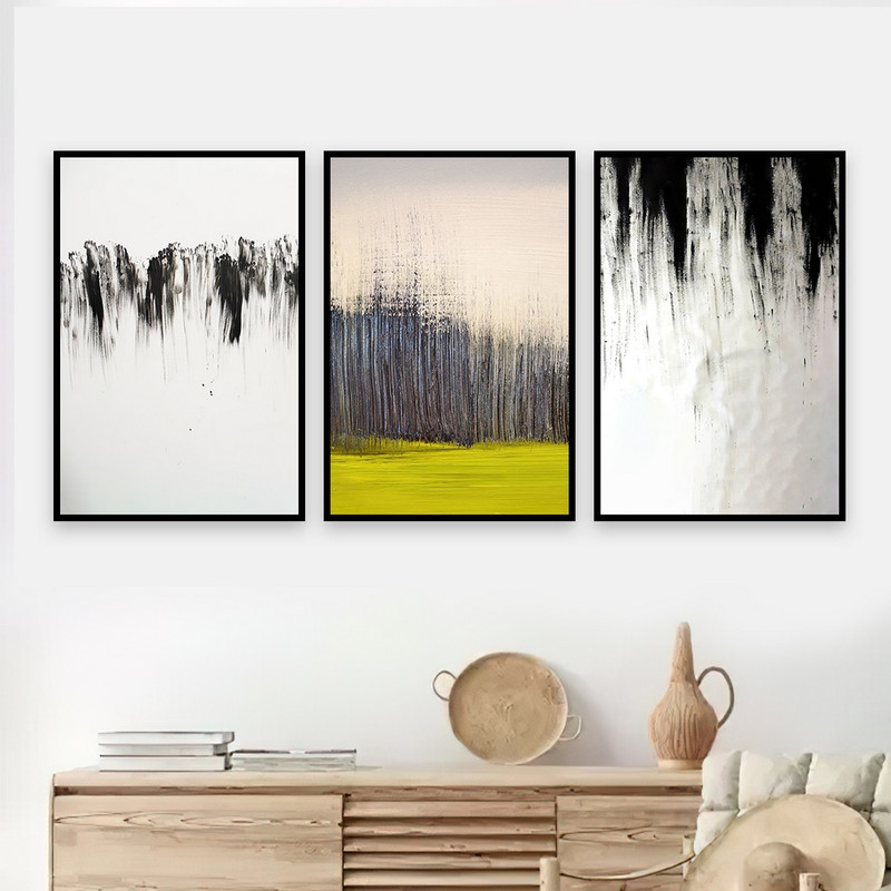 تابلو بکلیت طرح آبستره نقاشی آبرنگ مدل B-766 مجموعه 3 عددی