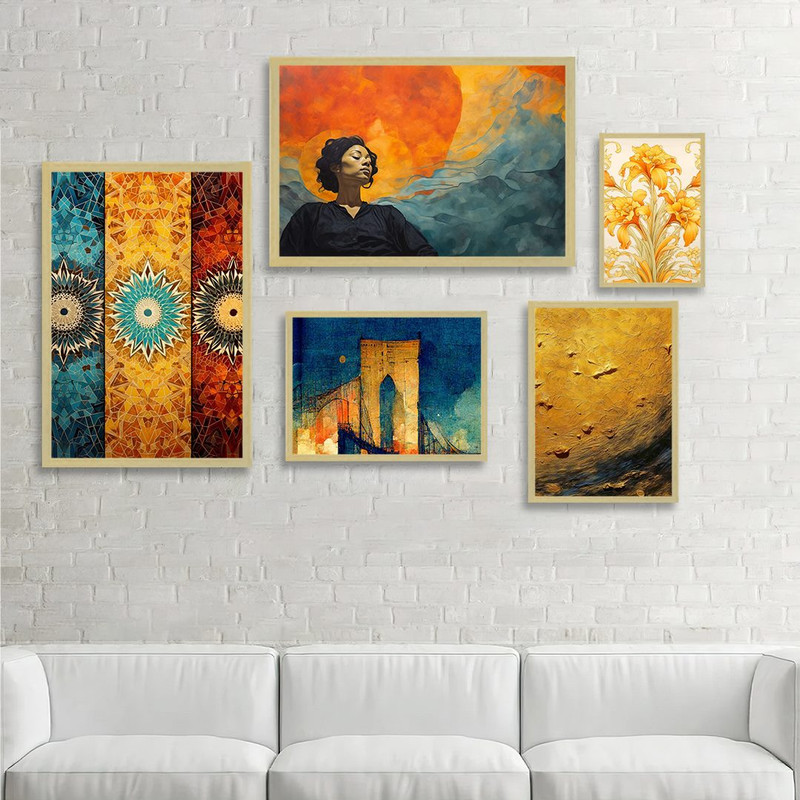 تابلو بکلیت طرح نقاشی دکوراتیو مدرن مدل BE-1259 مجموعه 5 عددی