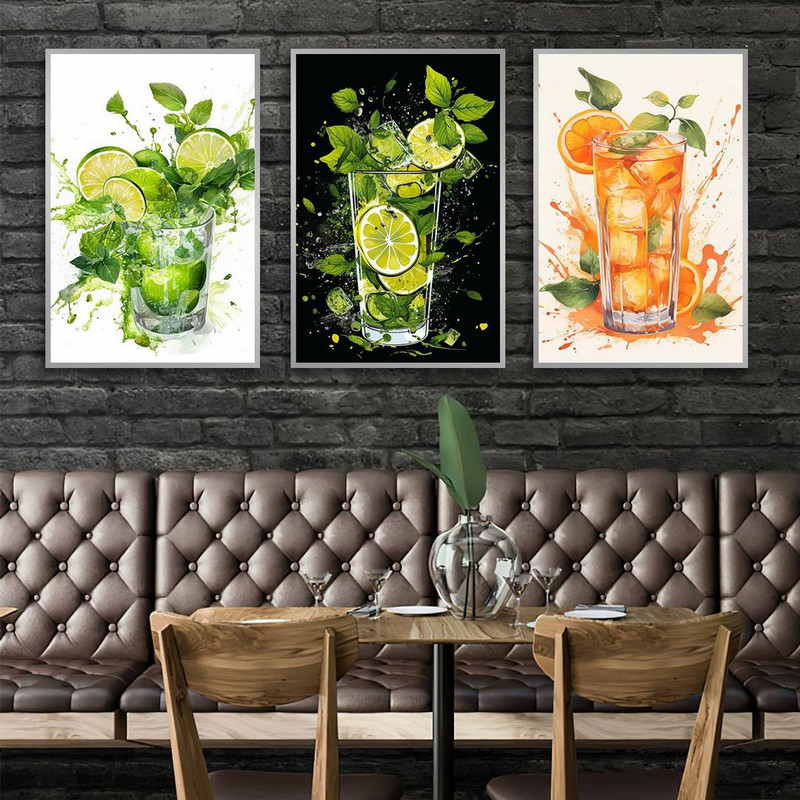 تابلو بکلیت طرح نقاشی آبمیوه مدل SI-1253 مجموعه 3 عددی