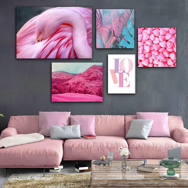 تابلو شاسی بکلیت طرح گل و فلامینگو مدل SH-774 مجموعه 5 عددی