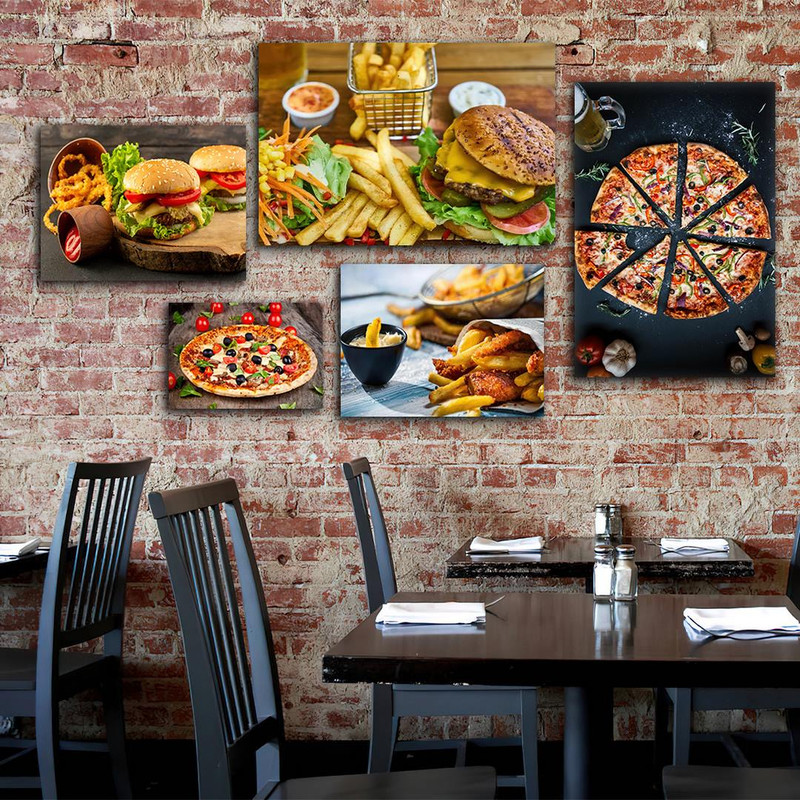 تابلو شاسی بکلیت طرح رستوانی فست فود پیتزا و همبرگر مدل SH-699 مجموعه 5 عددی