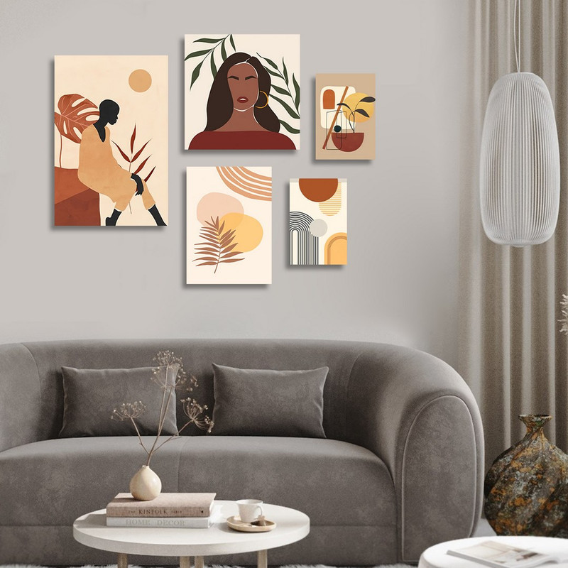 تابلو شاسی بکلیت طرح دکوری مدرن سبک مینیمال آرت مدل SH-1496 مجموعه 5 عددی