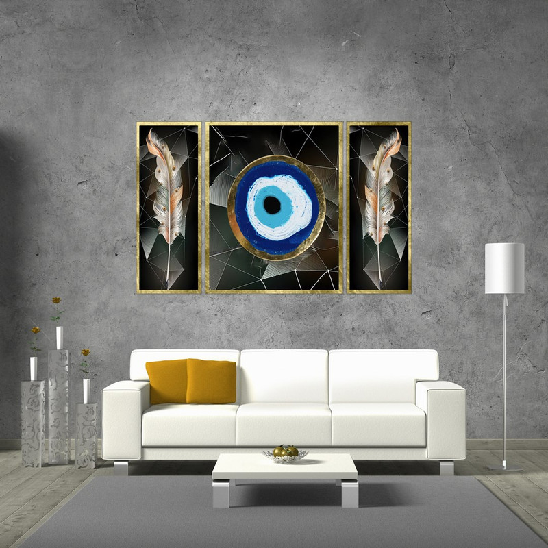 تابلو بکلیت طرح چشم نظر و پر مدل T-459 مجموعه 3 عددی