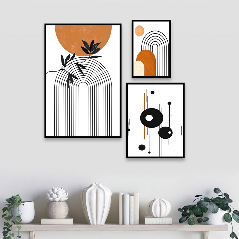 تابلو بکلیت طرح نقاشی مینیمال مدل B-733 مجموعه 3 عددی