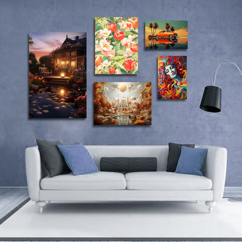 تابلو شاسی بکلیت طرح شهر و کلبه آرزوها مدل SH-1351 مجموعه 5 عددی