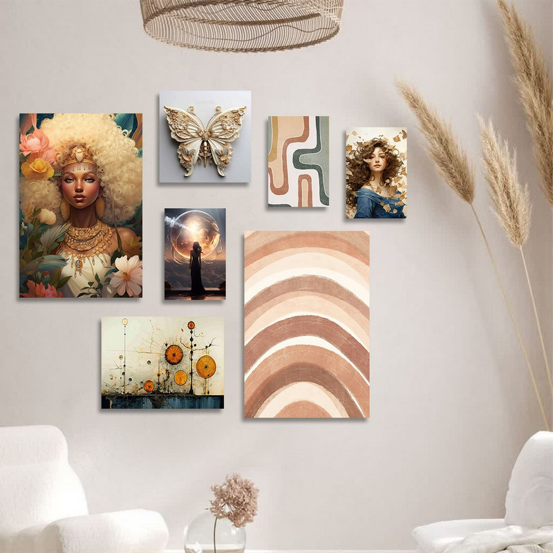 تابلو شاسی بکلیت طرح نقاشی سبک مدرن مدل SH-1294 مجموعه 7 عددی