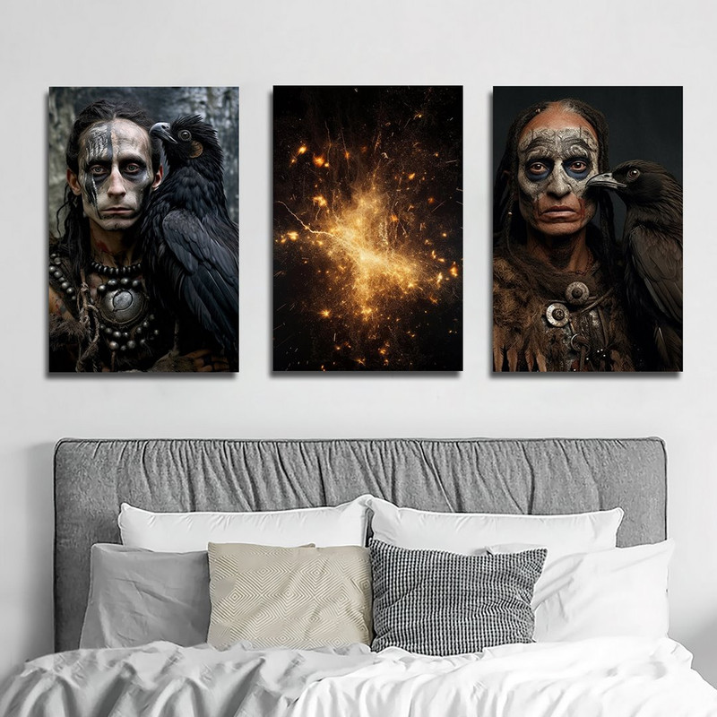 تابلو شاسی بکلیت طرح مرد سرخپوست مدل SH-1291 مجموعه 3 عددی