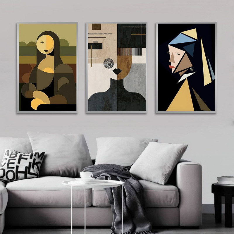 تابلو بکلیت طرح نقاشی دکوری مدرن سبک مینیمال مدل SI-1470 مجموعه 3 عددی