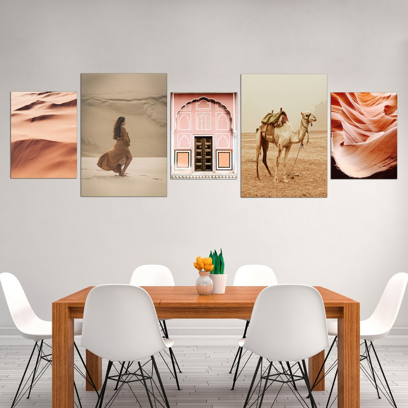 تابلو شاسی بکلیت طرح صحرا و شتر مدل SH-386 مجموعه 5 عددی