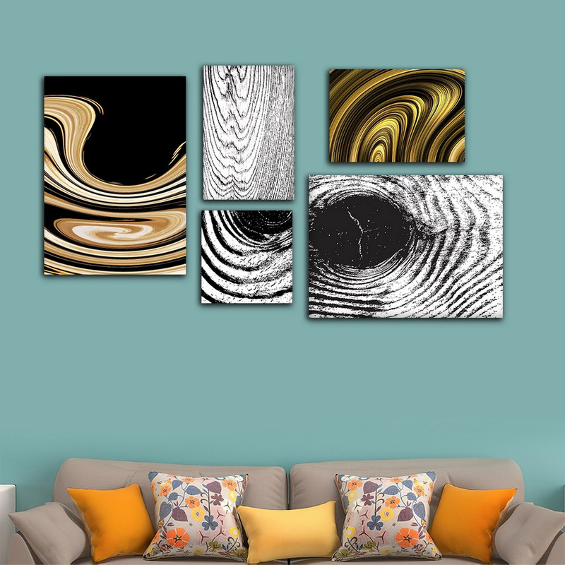 تابلو شاسی بکلیت طرح هنر نقاشی انتزاعی مدل SH-888 مجموعه 5 عددی