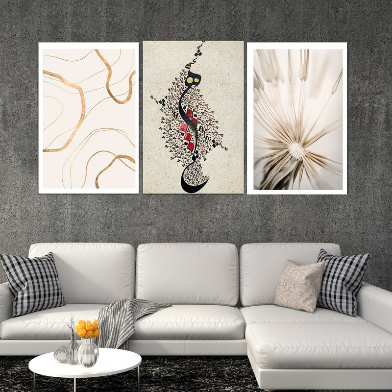 تابلو شاسی بکلیت طرح مدرن هیچ و گل مدل SH-1874 مجموعه 3 عددی