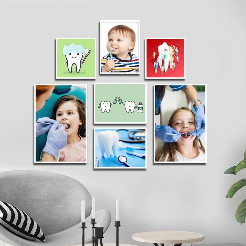 تابلو بکلیت طرح بهداشت دندان و دندانپزشکی مدل W-1562 مجموعه 7 عددی