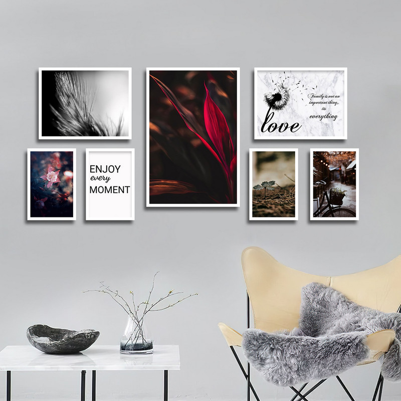 تابلو بکلیت طرح مدرن طبیعت و جمله انگیزشی مدل W-1633 مجموعه 7 عددی