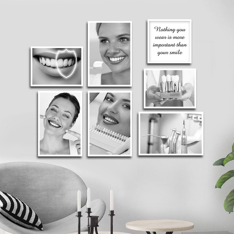 تابلو بکلیت طرح لبخند و دندانپزشکی مدل W-1576 مجموعه 7 عددی