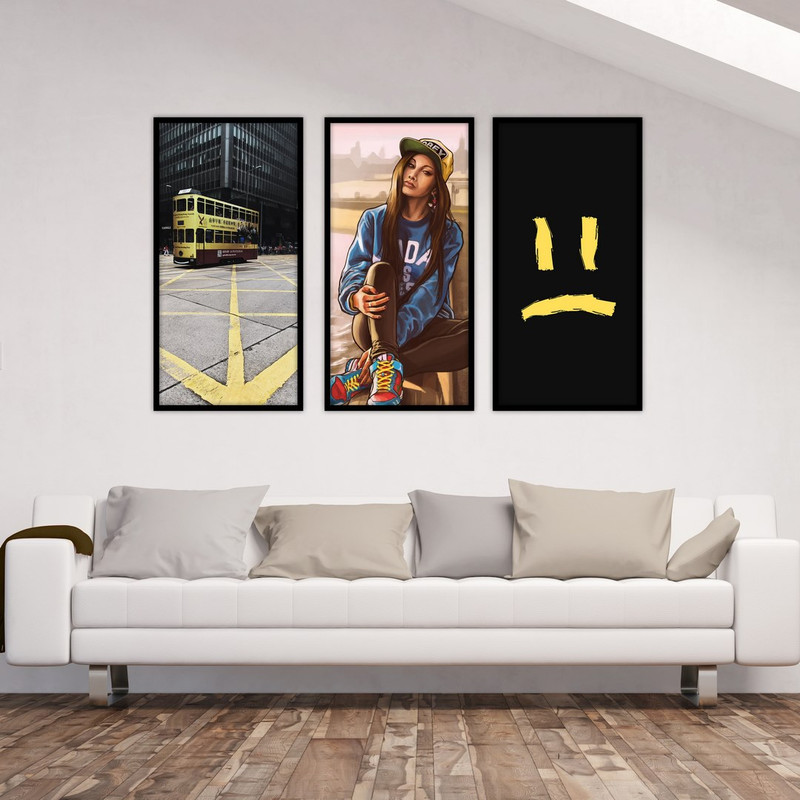 تابلو بکلیت طرح نقاشی دخترانه فانتزی مدل B-542 مجموعه 3 عددی