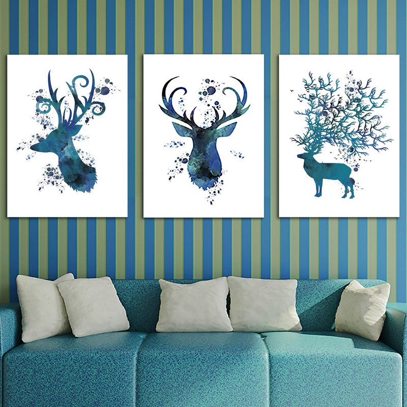 تابلو شاسی بکلیت طرح نقاشی گوزن مدل SH-355 مجموعه 3 عددی