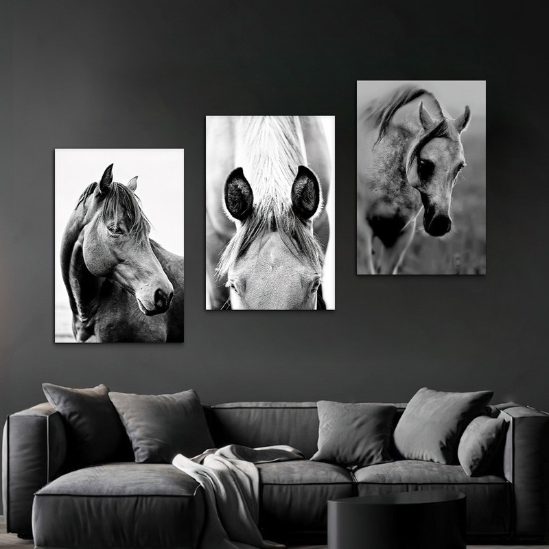 تابلو شاسی بکلیت طرح دکوراتیو اسب مدل SH-1115 مجموعه 3 عددی