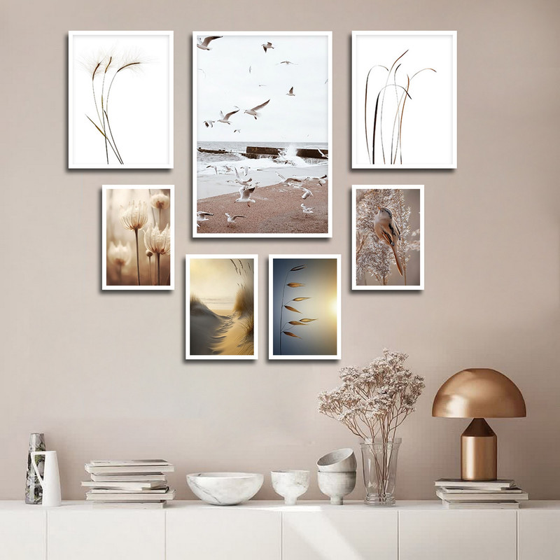تابلو بکلیت طرح مدرن طبیعت و ساحل دریا مدل W-1673 مجموعه 7 عددی