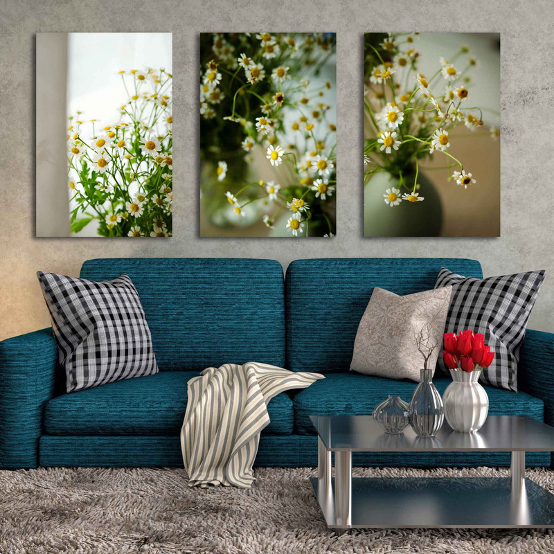 تابلو شاسی بکلیت طرح دکوراتیو گلدان گل مدل SH-1507 مجموعه 3 عددی