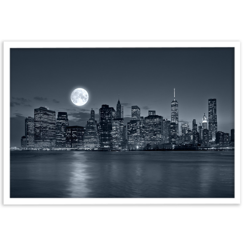 تابلو نوری بکلیت طرح منظره شهر و شب شب مهتابی مدل W-s50