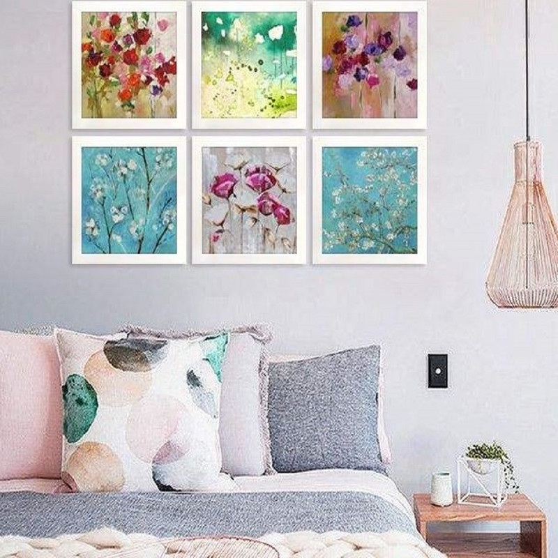 تابلو بکلیت طرح نقاشی گل و طبیعت مدل دکوراتیو W-269 مجموعه 6 عددی
