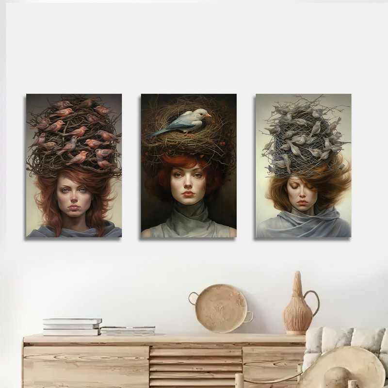 تابلو شاسی بکلیت طرح آشیانه پرنده و چهره مدل SH-1193  مجموعه 3 عددی