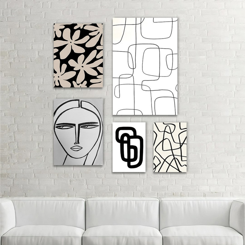 تابلو شاسی بکلیت طرح نقاشی مینیمال مدرن مدل SH-1117  مجموعه 5 عددی