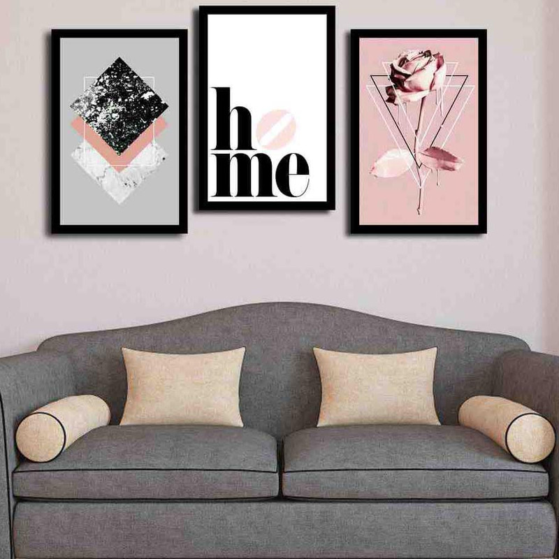تابلو بکلیت طرح خانه HOME مدل دکوراتیو B-259 بسته 3 عددی