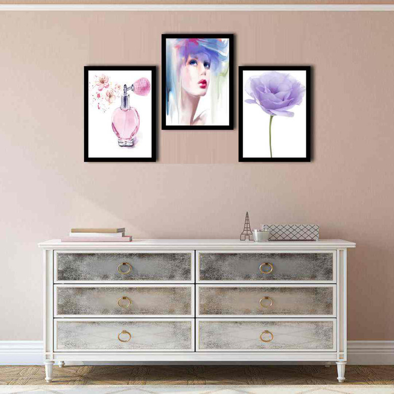 تابلو بکلیت طرح عطر و گل مدل دکوراتیو B-225 مجموعه 3 عددی