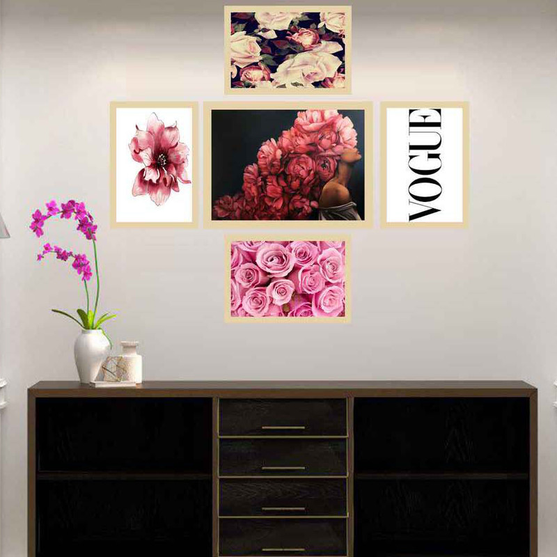 تابلو بکلیت طرح گل مدل دکوراتیو 222 مجموعه 5 عددی