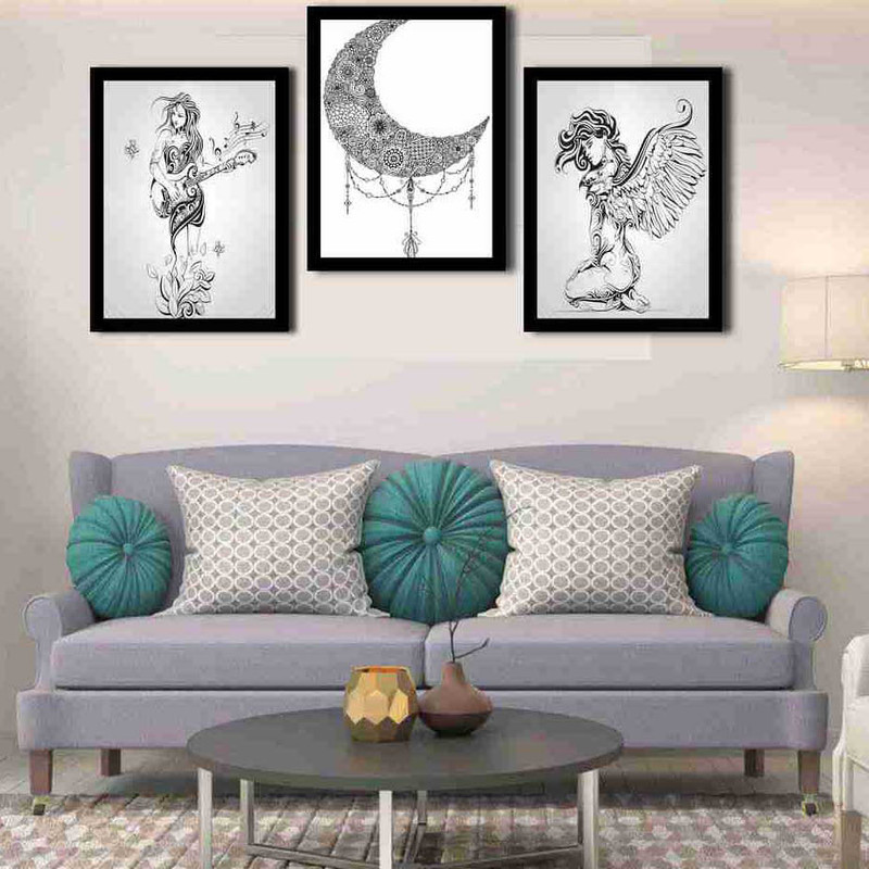 تابلو بکلیت طرح نقاشی مدل دکوراتیو B-177 مجموعه  3 عددی