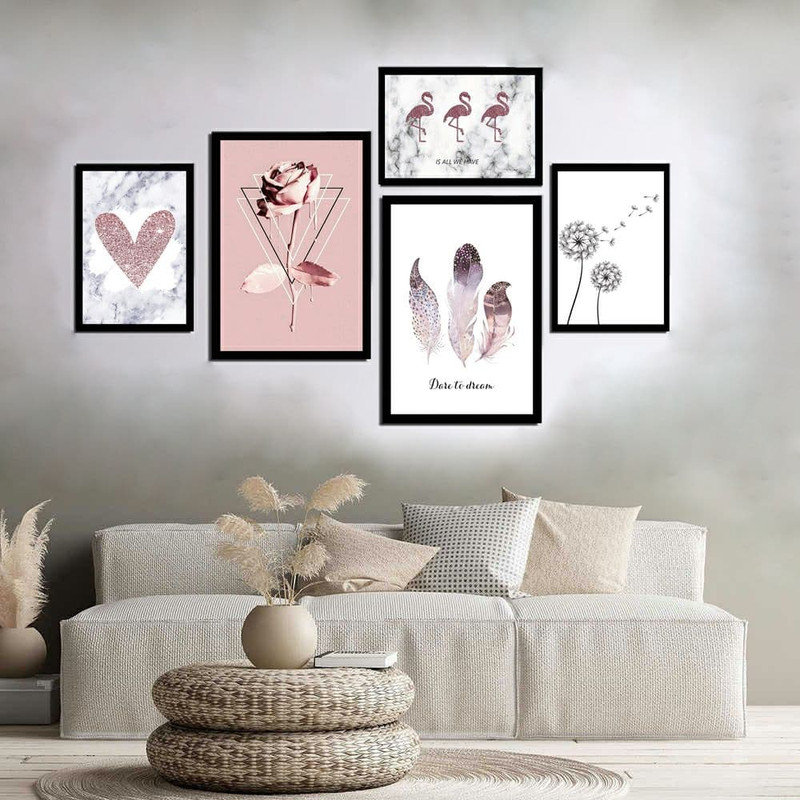 تابلو بکلیت طرح گل و قاصدک مدل دکوراتیو B-313 بسته 5 عددی