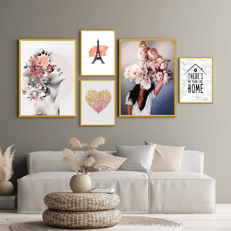 تابلو بکلیت طرح گل سر مدل دکوراتیو T-302 مجموعه 5 عددی