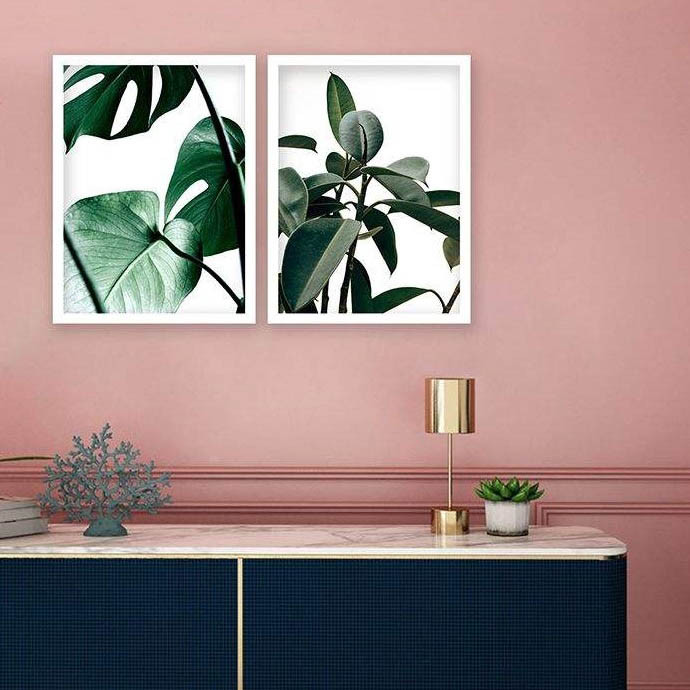 تابلو بکلیت طرح برگ سبز مدل دکوراتیو W-277 مجموعه 2 عددی