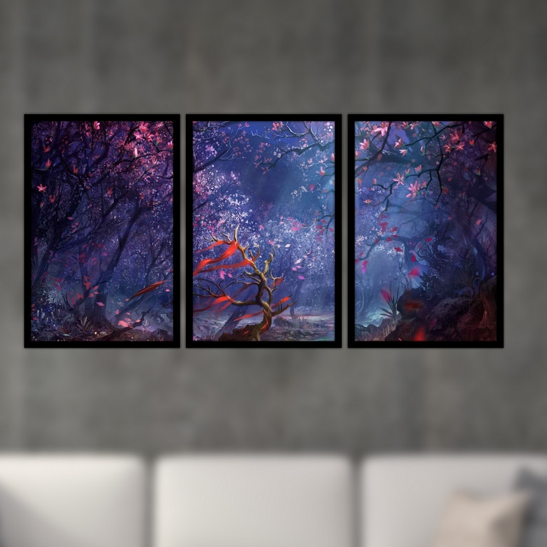 تابلو بکلیت طرح جنگل جادویی مدل B-S4737 مجموعه 3 عددی