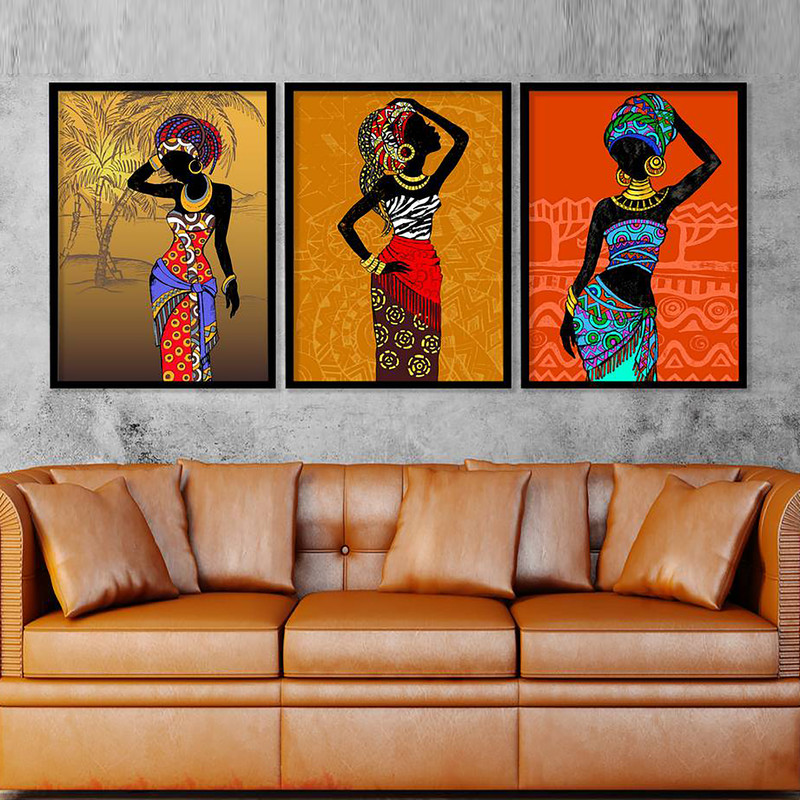 تابلو بکلیت طرح فرهنگ آفریقا مدل مینیمال B-14 مجموعه 3 عددی