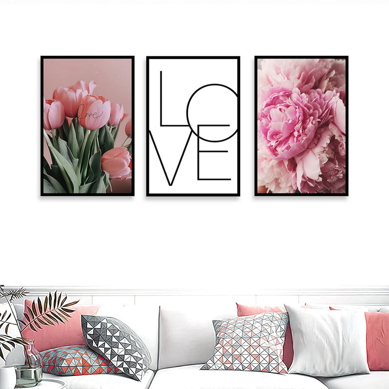 تابلو بکلیت مدل طرح گل رز صورتی B-1017  مجموعه 3 عددی