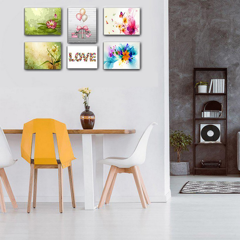 تابلو شاسی بکلیت طرح گل رنگی و بادکنک و پروانه مدل SH-128 مجموعه 6 عددی