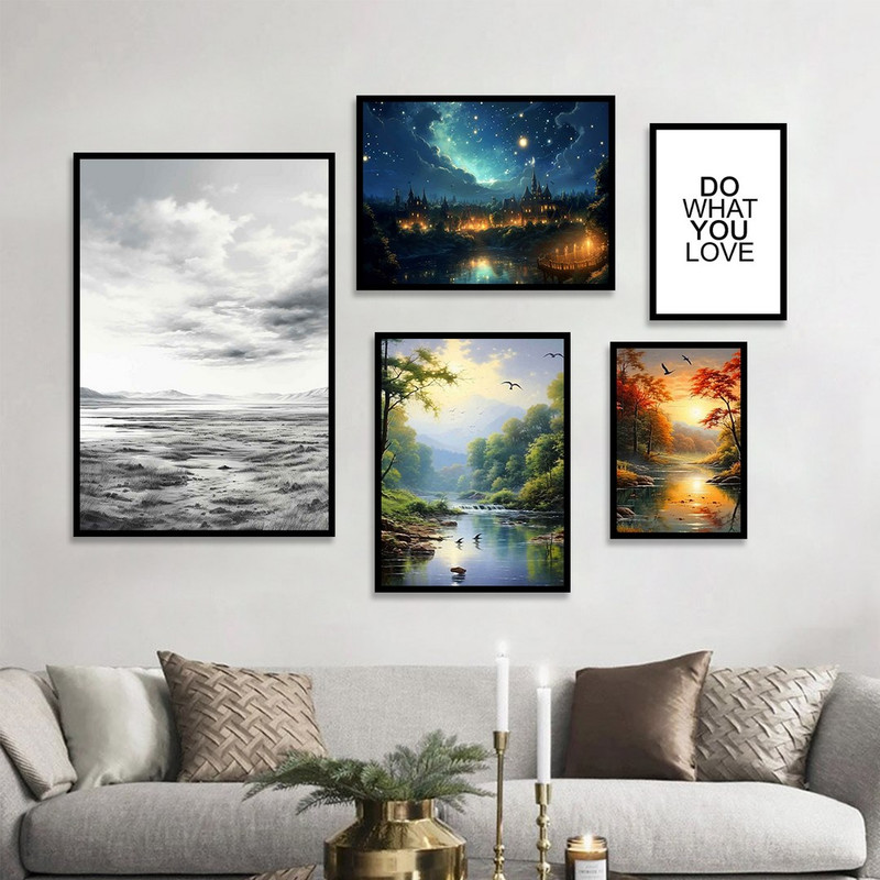 تابلو بکلیت مدل طرح منظره دکوراتیو  طبیعت B-1129 مجموعه 5 عددی