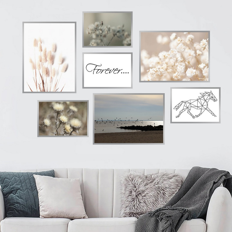 تابلو بکلیت طرح طبیعت گل نی و گل پنبه مدل SI-878 مجموعه 7 عددی