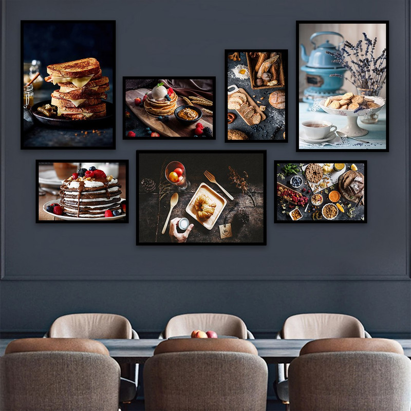 تابلو بکلیت طرح آشپزخانه و صبحانه پنکیک و سیمیت مدل B-862 مجموعه 7 عددی