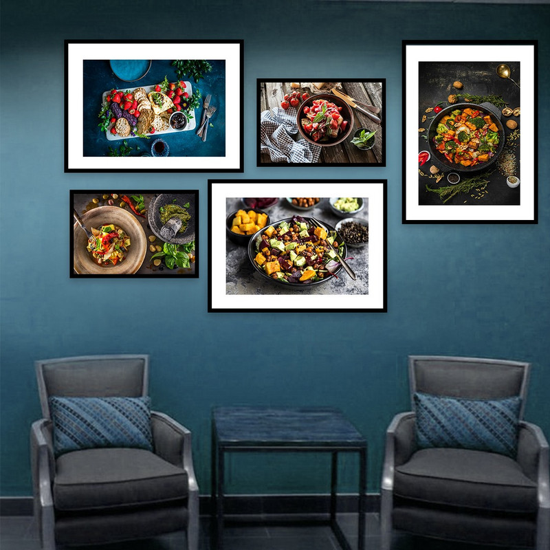 تابلو بکلیت طرح آشپزخانه و رستوران سالاد مدل B-858 مجموعه 5 عددی