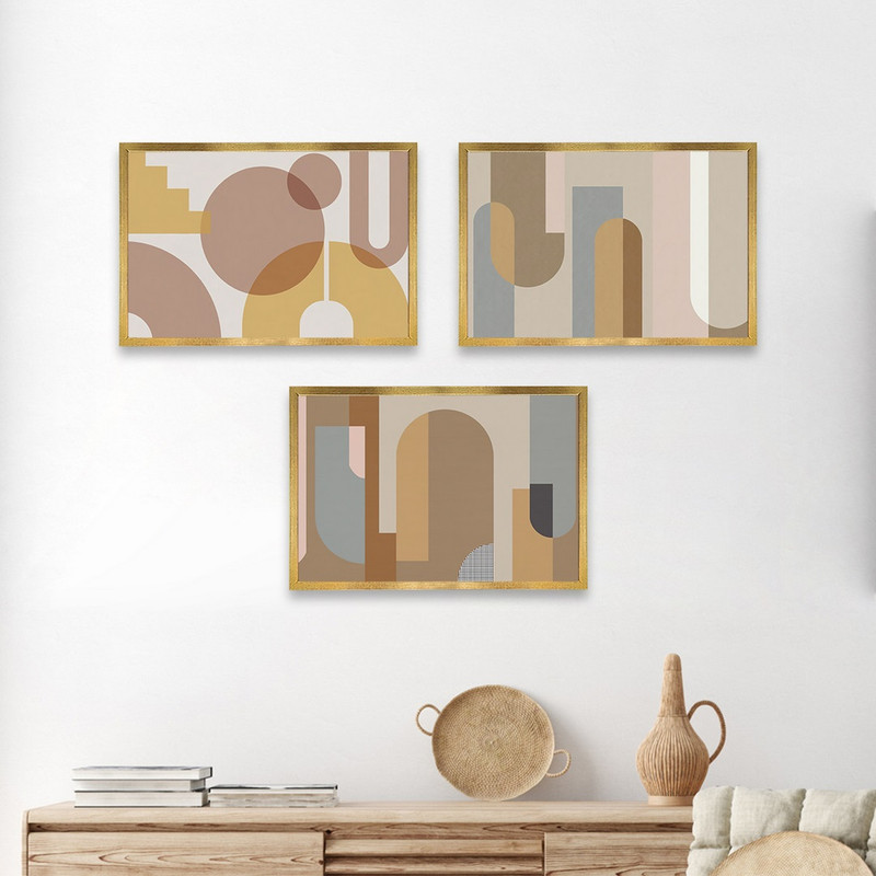 تابلو بکلیت طرح نقاشی مینیمال مدل BE-824 مجموعه 3 عددی